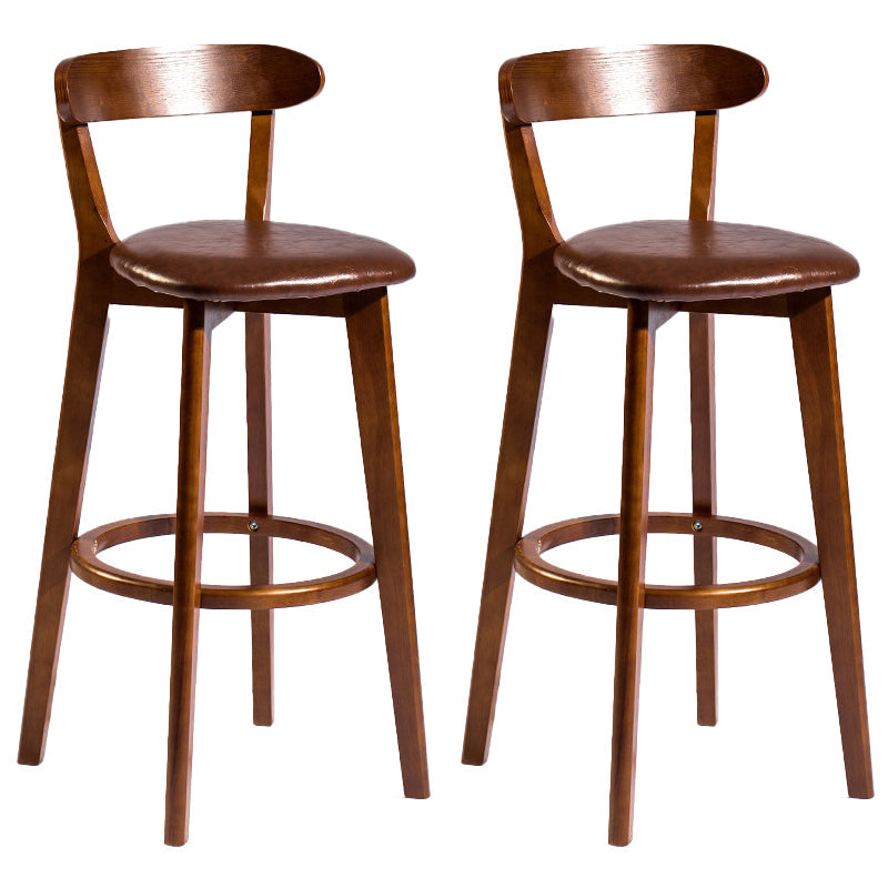 Contemporary Low Back Rubberwood Stool Matte Finish Upholstered Bar Stools Brown Brown 2 Piece Set Clearhalo 'Bar Furniture' 'Bar Stools' 'bar_stools' 'furn' 'furn_bar_stools' 'Furniture' 'furniture_bar_stools' 'Kitchen & Dining Furniture' 4984739