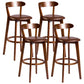 Contemporary Low Back Rubberwood Stool Matte Finish Upholstered Bar Stools Brown Brown 4 Piece Set Clearhalo 'Bar Furniture' 'Bar Stools' 'bar_stools' 'furn' 'furn_bar_stools' 'Furniture' 'furniture_bar_stools' 'Kitchen & Dining Furniture' 4984740
