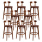 Contemporary Low Back Rubberwood Stool Matte Finish Upholstered Bar Stools Brown Brown 8 Piece Set Clearhalo 'Bar Furniture' 'Bar Stools' 'bar_stools' 'furn' 'furn_bar_stools' 'Furniture' 'furniture_bar_stools' 'Kitchen & Dining Furniture' 4984742