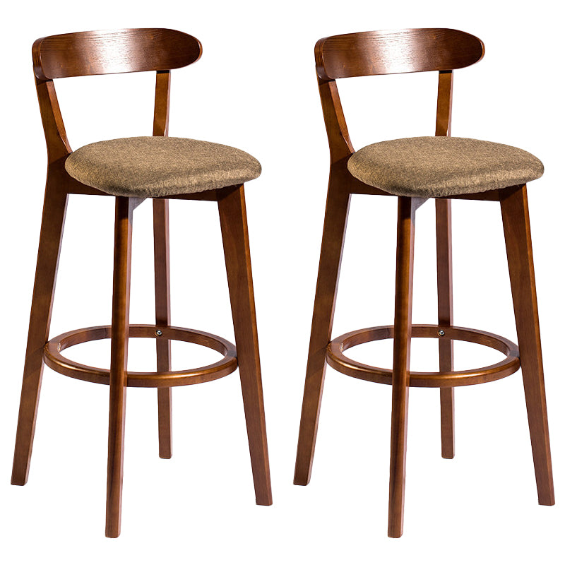 Contemporary Low Back Rubberwood Stool Matte Finish Upholstered Bar Stools Coffee Brown 2 Piece Set Clearhalo 'Bar Furniture' 'Bar Stools' 'bar_stools' 'furn' 'furn_bar_stools' 'Furniture' 'furniture_bar_stools' 'Kitchen & Dining Furniture' 4984743
