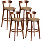 Contemporary Low Back Rubberwood Stool Matte Finish Upholstered Bar Stools Coffee Brown 4 Piece Set Clearhalo 'Bar Furniture' 'Bar Stools' 'bar_stools' 'furn' 'furn_bar_stools' 'Furniture' 'furniture_bar_stools' 'Kitchen & Dining Furniture' 4984744