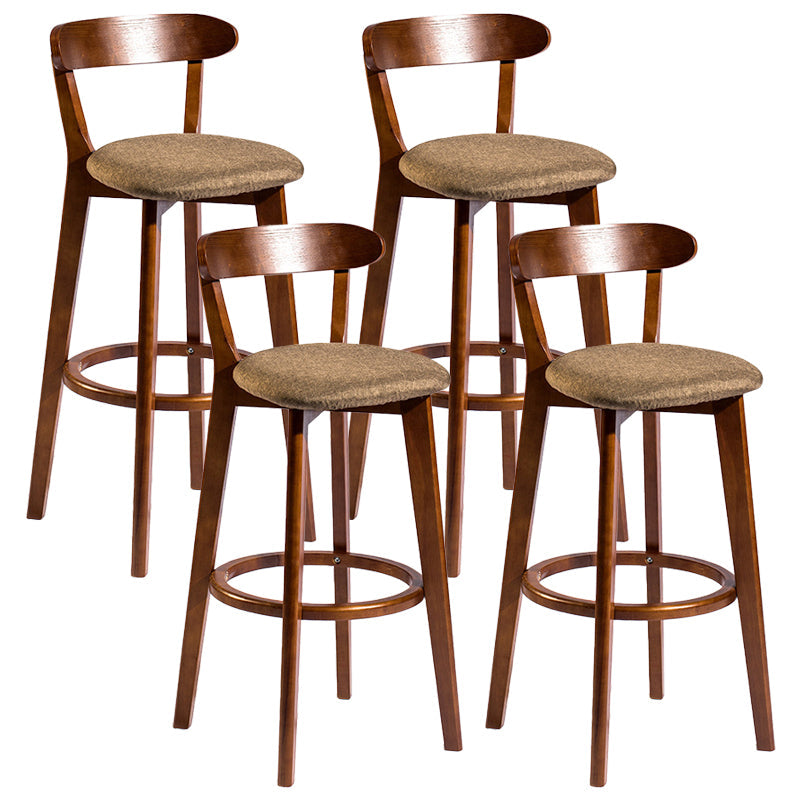 Contemporary Low Back Rubberwood Stool Matte Finish Upholstered Bar Stools Coffee Brown 4 Piece Set Clearhalo 'Bar Furniture' 'Bar Stools' 'bar_stools' 'furn' 'furn_bar_stools' 'Furniture' 'furniture_bar_stools' 'Kitchen & Dining Furniture' 4984744
