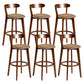 Contemporary Low Back Rubberwood Stool Matte Finish Upholstered Bar Stools Coffee Brown 6 Piece Set Clearhalo 'Bar Furniture' 'Bar Stools' 'bar_stools' 'furn' 'furn_bar_stools' 'Furniture' 'furniture_bar_stools' 'Kitchen & Dining Furniture' 4984745