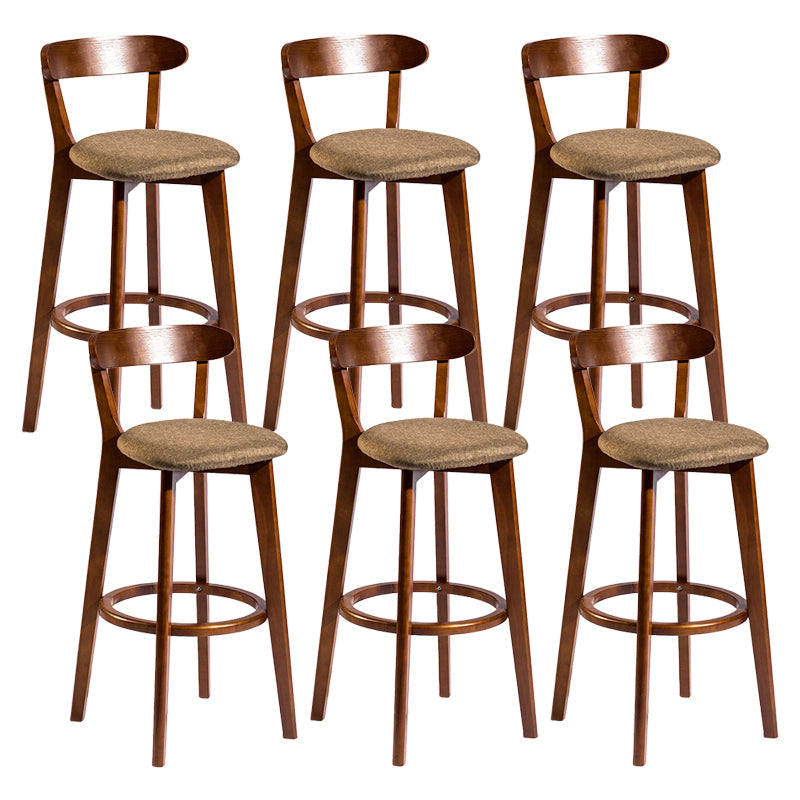 Contemporary Low Back Rubberwood Stool Matte Finish Upholstered Bar Stools Coffee Brown 6 Piece Set Clearhalo 'Bar Furniture' 'Bar Stools' 'bar_stools' 'furn' 'furn_bar_stools' 'Furniture' 'furniture_bar_stools' 'Kitchen & Dining Furniture' 4984745