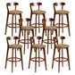 Contemporary Low Back Rubberwood Stool Matte Finish Upholstered Bar Stools Coffee Brown 8 Piece Set Clearhalo 'Bar Furniture' 'Bar Stools' 'bar_stools' 'furn' 'furn_bar_stools' 'Furniture' 'furniture_bar_stools' 'Kitchen & Dining Furniture' 4984746