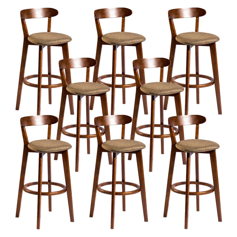 Contemporary Low Back Rubberwood Stool Matte Finish Upholstered Bar Stools Coffee Brown 8 Piece Set Clearhalo 'Bar Furniture' 'Bar Stools' 'bar_stools' 'furn' 'furn_bar_stools' 'Furniture' 'furniture_bar_stools' 'Kitchen & Dining Furniture' 4984746