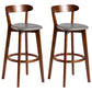 Contemporary Low Back Rubberwood Stool Matte Finish Upholstered Bar Stools Grey Brown 2 Piece Set Clearhalo 'Bar Furniture' 'Bar Stools' 'bar_stools' 'furn' 'furn_bar_stools' 'Furniture' 'furniture_bar_stools' 'Kitchen & Dining Furniture' 4984747