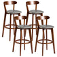 Contemporary Low Back Rubberwood Stool Matte Finish Upholstered Bar Stools Grey Brown 4 Piece Set Clearhalo 'Bar Furniture' 'Bar Stools' 'bar_stools' 'furn' 'furn_bar_stools' 'Furniture' 'furniture_bar_stools' 'Kitchen & Dining Furniture' 4984748