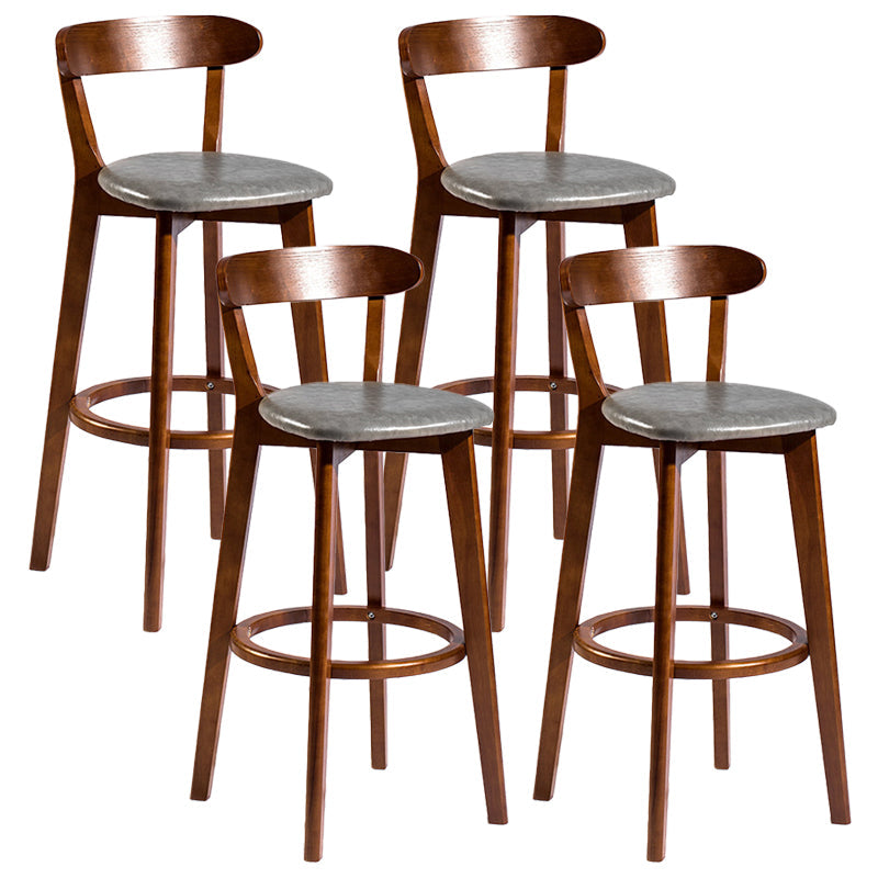 Contemporary Low Back Rubberwood Stool Matte Finish Upholstered Bar Stools Grey Brown 4 Piece Set Clearhalo 'Bar Furniture' 'Bar Stools' 'bar_stools' 'furn' 'furn_bar_stools' 'Furniture' 'furniture_bar_stools' 'Kitchen & Dining Furniture' 4984748
