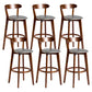 Contemporary Low Back Rubberwood Stool Matte Finish Upholstered Bar Stools Grey Brown 6 Piece Set Clearhalo 'Bar Furniture' 'Bar Stools' 'bar_stools' 'furn' 'furn_bar_stools' 'Furniture' 'furniture_bar_stools' 'Kitchen & Dining Furniture' 4984749