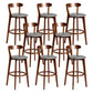 Contemporary Low Back Rubberwood Stool Matte Finish Upholstered Bar Stools Grey Brown 8 Piece Set Clearhalo 'Bar Furniture' 'Bar Stools' 'bar_stools' 'furn' 'furn_bar_stools' 'Furniture' 'furniture_bar_stools' 'Kitchen & Dining Furniture' 4984750