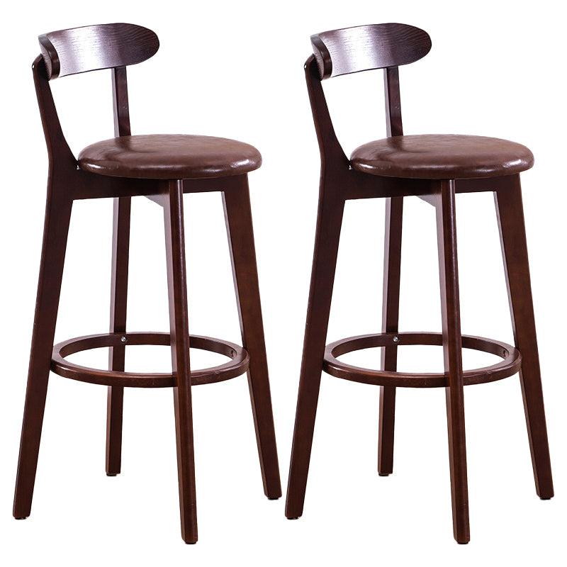 Contemporary Beech Low Back Home Stool Matte Finish Upholstered Bar Stools Brown Brown 2 Piece Set Clearhalo 'Bar Furniture' 'Bar Stools' 'bar_stools' 'furn' 'furn_bar_stools' 'Furniture' 'furniture_bar_stools' 'Kitchen & Dining Furniture' 4984753