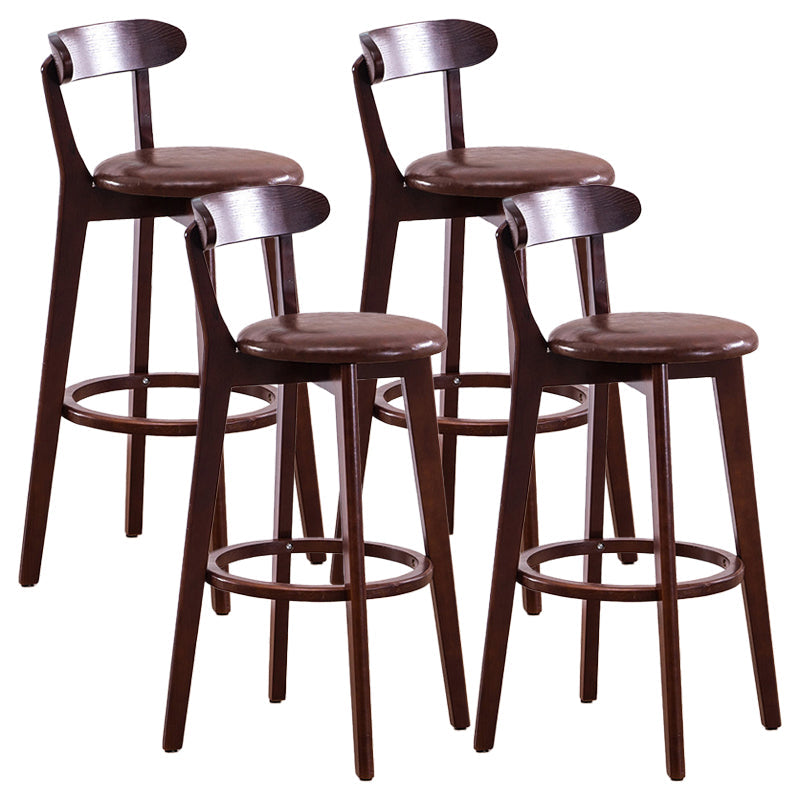 Contemporary Beech Low Back Home Stool Matte Finish Upholstered Bar Stools Brown Brown 4 Piece Set Clearhalo 'Bar Furniture' 'Bar Stools' 'bar_stools' 'furn' 'furn_bar_stools' 'Furniture' 'furniture_bar_stools' 'Kitchen & Dining Furniture' 4984754