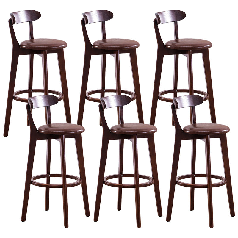 Contemporary Beech Low Back Home Stool Matte Finish Upholstered Bar Stools Brown Brown 6 Piece Set Clearhalo 'Bar Furniture' 'Bar Stools' 'bar_stools' 'furn' 'furn_bar_stools' 'Furniture' 'furniture_bar_stools' 'Kitchen & Dining Furniture' 4984756