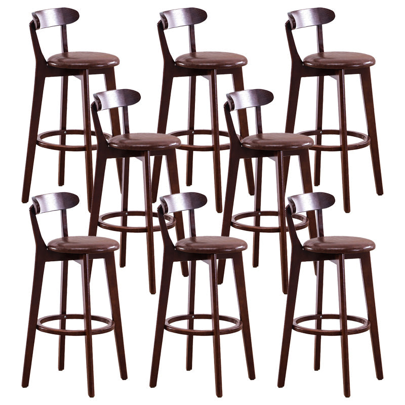 Contemporary Beech Low Back Home Stool Matte Finish Upholstered Bar Stools Brown Brown 8 Piece Set Clearhalo 'Bar Furniture' 'Bar Stools' 'bar_stools' 'furn' 'furn_bar_stools' 'Furniture' 'furniture_bar_stools' 'Kitchen & Dining Furniture' 4984759