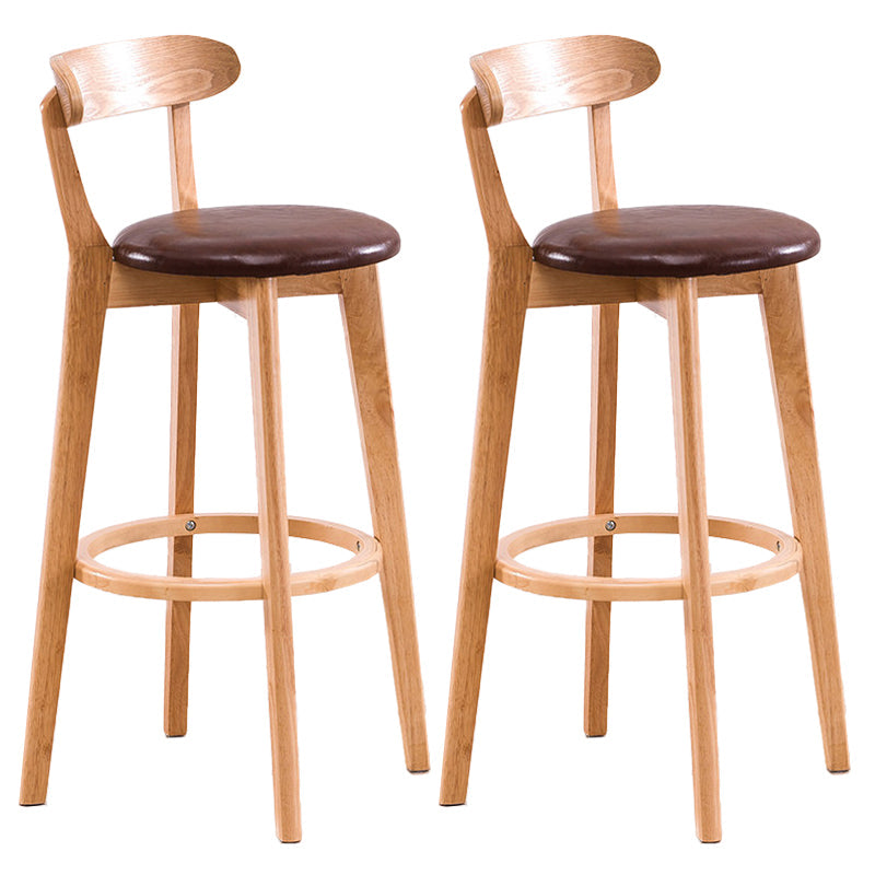 Contemporary Beech Low Back Home Stool Matte Finish Upholstered Bar Stools Brown Natural 2 Piece Set Clearhalo 'Bar Furniture' 'Bar Stools' 'bar_stools' 'furn' 'furn_bar_stools' 'Furniture' 'furniture_bar_stools' 'Kitchen & Dining Furniture' 4984761