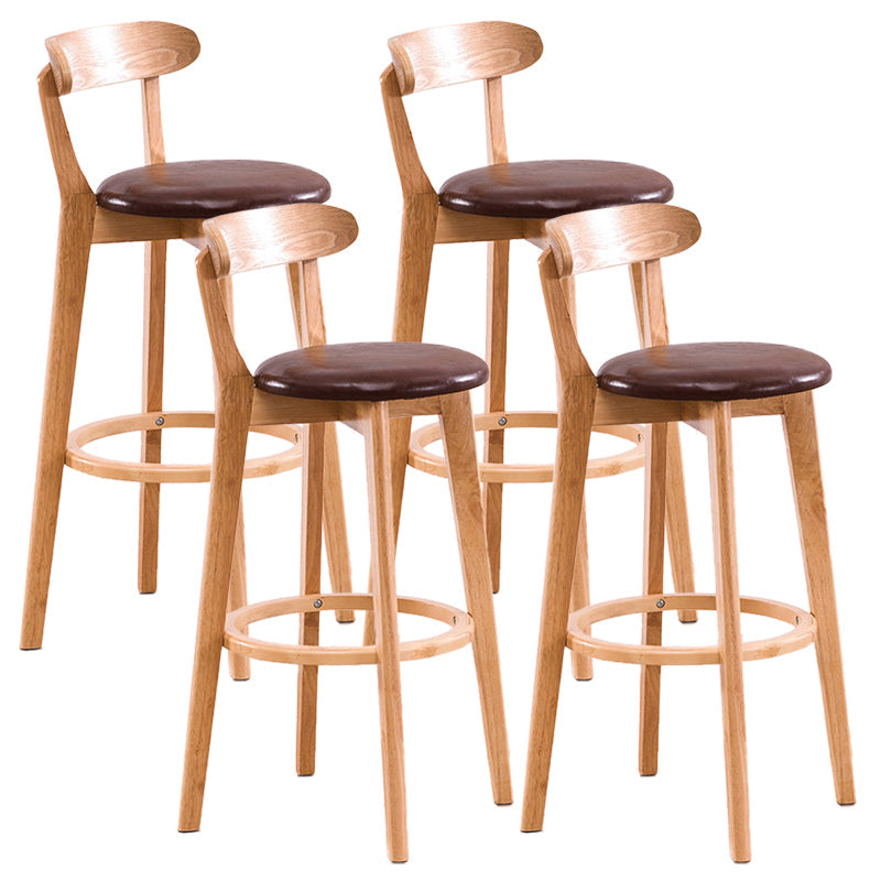 Contemporary Beech Low Back Home Stool Matte Finish Upholstered Bar Stools Brown Natural 4 Piece Set Clearhalo 'Bar Furniture' 'Bar Stools' 'bar_stools' 'furn' 'furn_bar_stools' 'Furniture' 'furniture_bar_stools' 'Kitchen & Dining Furniture' 4984763