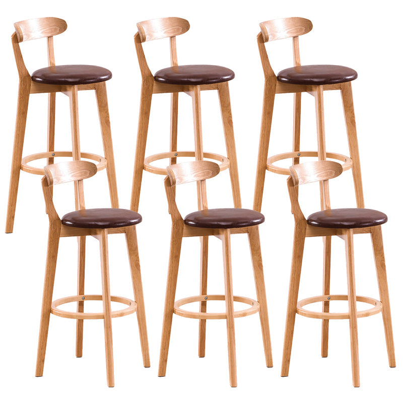 Contemporary Beech Low Back Home Stool Matte Finish Upholstered Bar Stools Brown Natural 6 Piece Set Clearhalo 'Bar Furniture' 'Bar Stools' 'bar_stools' 'furn' 'furn_bar_stools' 'Furniture' 'furniture_bar_stools' 'Kitchen & Dining Furniture' 4984765