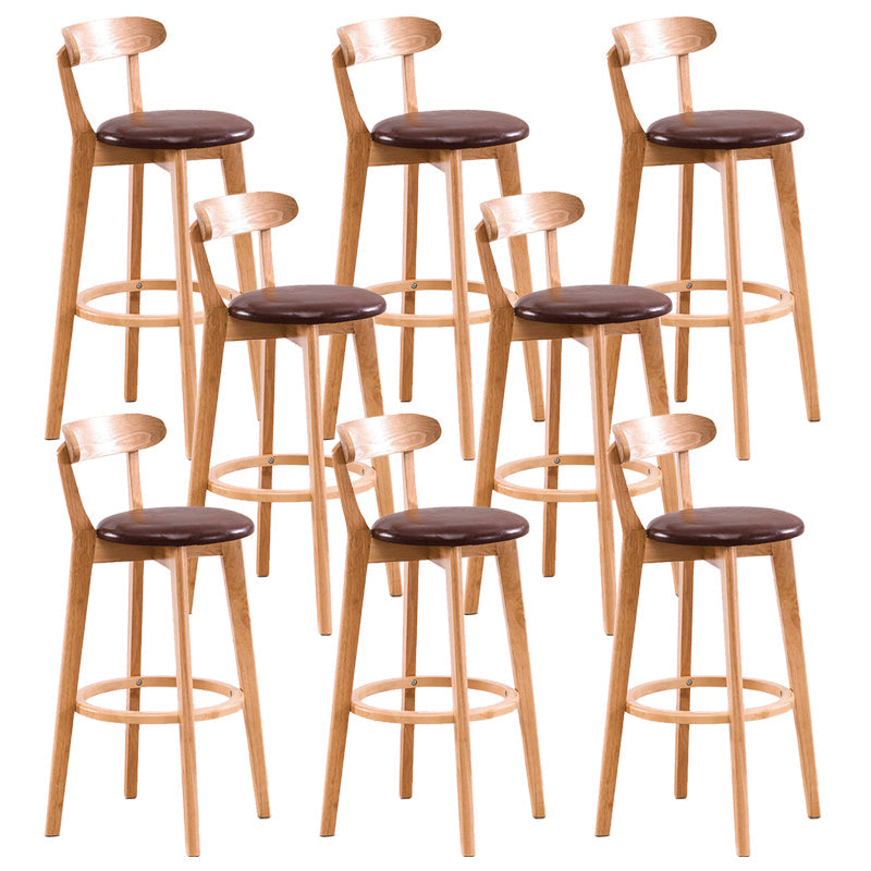 Contemporary Beech Low Back Home Stool Matte Finish Upholstered Bar Stools Brown Natural 8 Piece Set Clearhalo 'Bar Furniture' 'Bar Stools' 'bar_stools' 'furn' 'furn_bar_stools' 'Furniture' 'furniture_bar_stools' 'Kitchen & Dining Furniture' 4984767