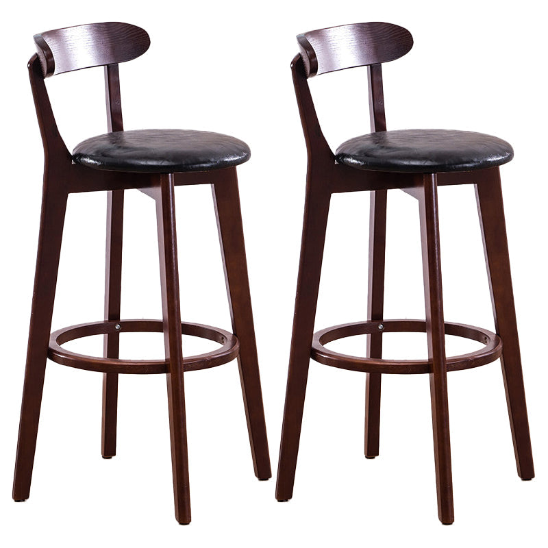 Contemporary Beech Low Back Home Stool Matte Finish Upholstered Bar Stools Black Brown 2 Piece Set Clearhalo 'Bar Furniture' 'Bar Stools' 'bar_stools' 'furn' 'furn_bar_stools' 'Furniture' 'furniture_bar_stools' 'Kitchen & Dining Furniture' 4984768