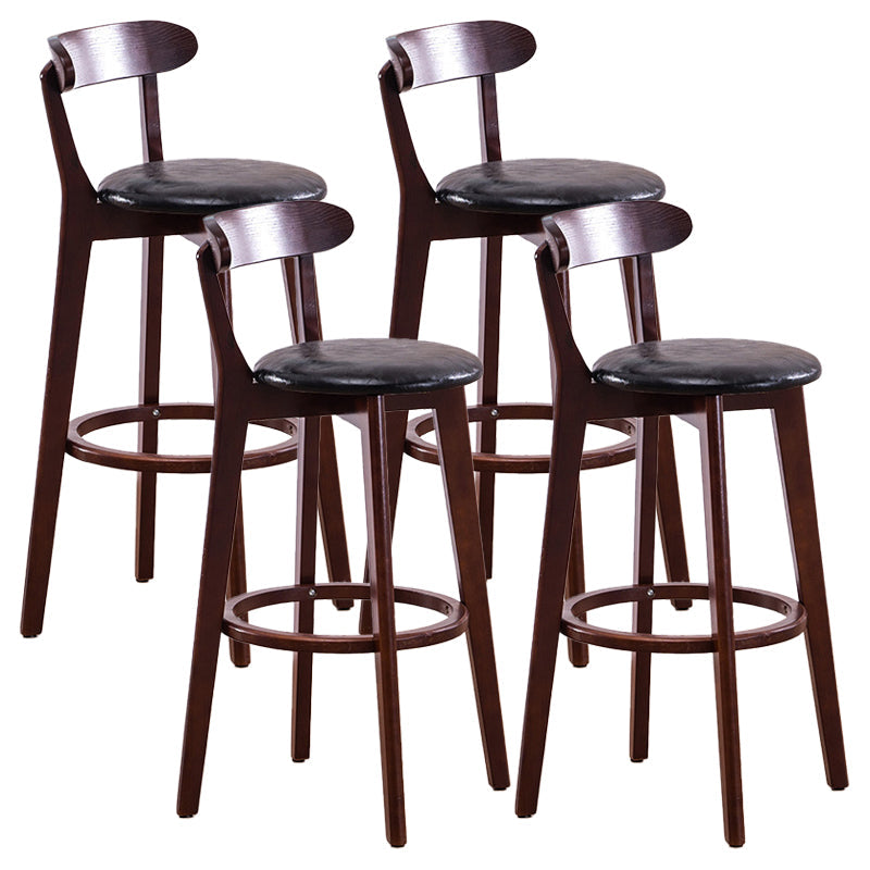 Contemporary Beech Low Back Home Stool Matte Finish Upholstered Bar Stools Black Brown 4 Piece Set Clearhalo 'Bar Furniture' 'Bar Stools' 'bar_stools' 'furn' 'furn_bar_stools' 'Furniture' 'furniture_bar_stools' 'Kitchen & Dining Furniture' 4984771