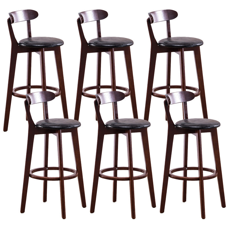 Contemporary Beech Low Back Home Stool Matte Finish Upholstered Bar Stools Black Brown 6 Piece Set Clearhalo 'Bar Furniture' 'Bar Stools' 'bar_stools' 'furn' 'furn_bar_stools' 'Furniture' 'furniture_bar_stools' 'Kitchen & Dining Furniture' 4984772