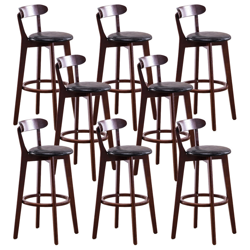 Contemporary Beech Low Back Home Stool Matte Finish Upholstered Bar Stools Black Brown 8 Piece Set Clearhalo 'Bar Furniture' 'Bar Stools' 'bar_stools' 'furn' 'furn_bar_stools' 'Furniture' 'furniture_bar_stools' 'Kitchen & Dining Furniture' 4984774