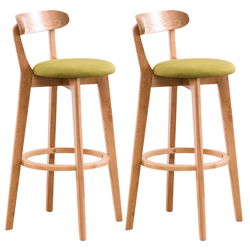 Contemporary Beech Low Back Home Stool Matte Finish Upholstered Bar Stools Green Natural 2 Piece Set Clearhalo 'Bar Furniture' 'Bar Stools' 'bar_stools' 'furn' 'furn_bar_stools' 'Furniture' 'furniture_bar_stools' 'Kitchen & Dining Furniture' 4984775