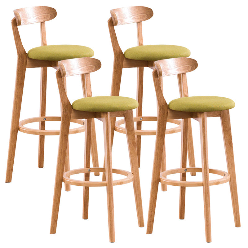 Contemporary Beech Low Back Home Stool Matte Finish Upholstered Bar Stools Green Natural 4 Piece Set Clearhalo 'Bar Furniture' 'Bar Stools' 'bar_stools' 'furn' 'furn_bar_stools' 'Furniture' 'furniture_bar_stools' 'Kitchen & Dining Furniture' 4984776