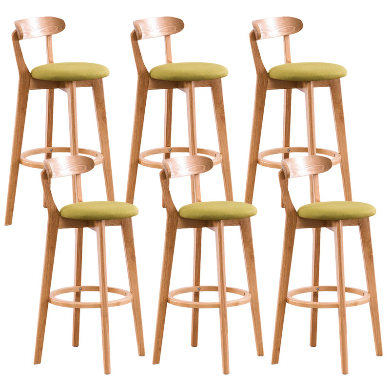 Contemporary Beech Low Back Home Stool Matte Finish Upholstered Bar Stools Green Natural 6 Piece Set Clearhalo 'Bar Furniture' 'Bar Stools' 'bar_stools' 'furn' 'furn_bar_stools' 'Furniture' 'furniture_bar_stools' 'Kitchen & Dining Furniture' 4984777