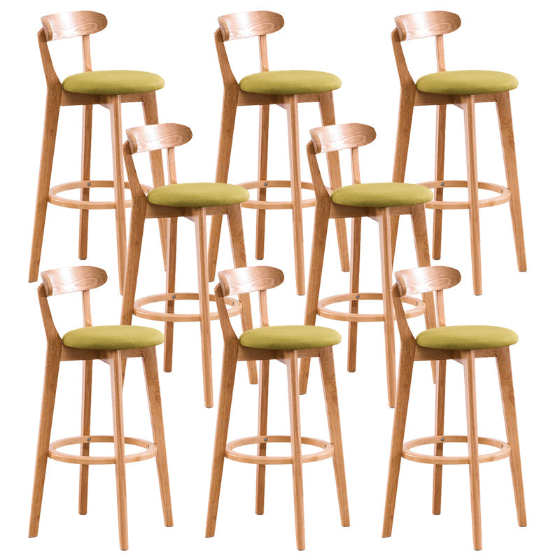 Contemporary Beech Low Back Home Stool Matte Finish Upholstered Bar Stools Green Natural 8 Piece Set Clearhalo 'Bar Furniture' 'Bar Stools' 'bar_stools' 'furn' 'furn_bar_stools' 'Furniture' 'furniture_bar_stools' 'Kitchen & Dining Furniture' 4984778