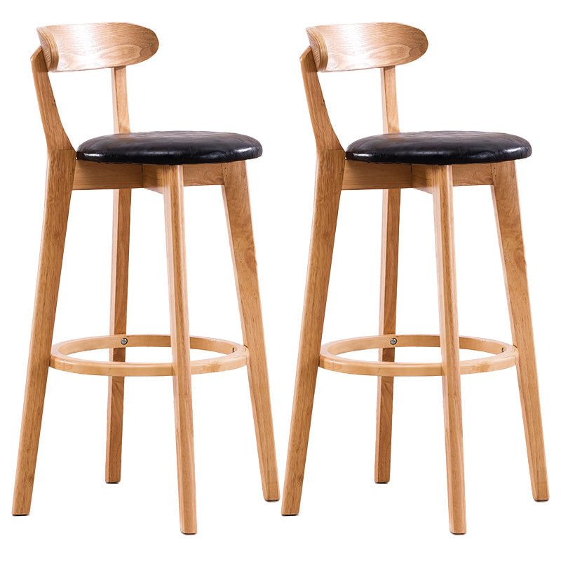 Contemporary Beech Low Back Home Stool Matte Finish Upholstered Bar Stools Black Natural 2 Piece Set Clearhalo 'Bar Furniture' 'Bar Stools' 'bar_stools' 'furn' 'furn_bar_stools' 'Furniture' 'furniture_bar_stools' 'Kitchen & Dining Furniture' 4984783
