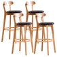 Contemporary Beech Low Back Home Stool Matte Finish Upholstered Bar Stools Black Natural 4 Piece Set Clearhalo 'Bar Furniture' 'Bar Stools' 'bar_stools' 'furn' 'furn_bar_stools' 'Furniture' 'furniture_bar_stools' 'Kitchen & Dining Furniture' 4984784