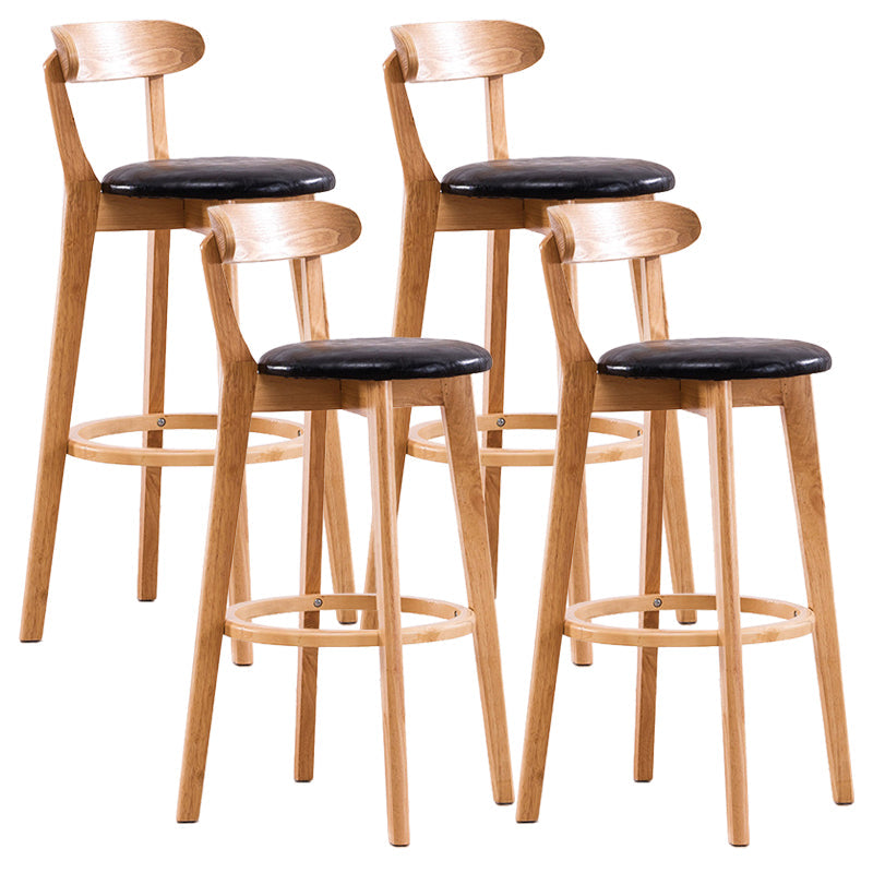 Contemporary Beech Low Back Home Stool Matte Finish Upholstered Bar Stools Black Natural 4 Piece Set Clearhalo 'Bar Furniture' 'Bar Stools' 'bar_stools' 'furn' 'furn_bar_stools' 'Furniture' 'furniture_bar_stools' 'Kitchen & Dining Furniture' 4984784
