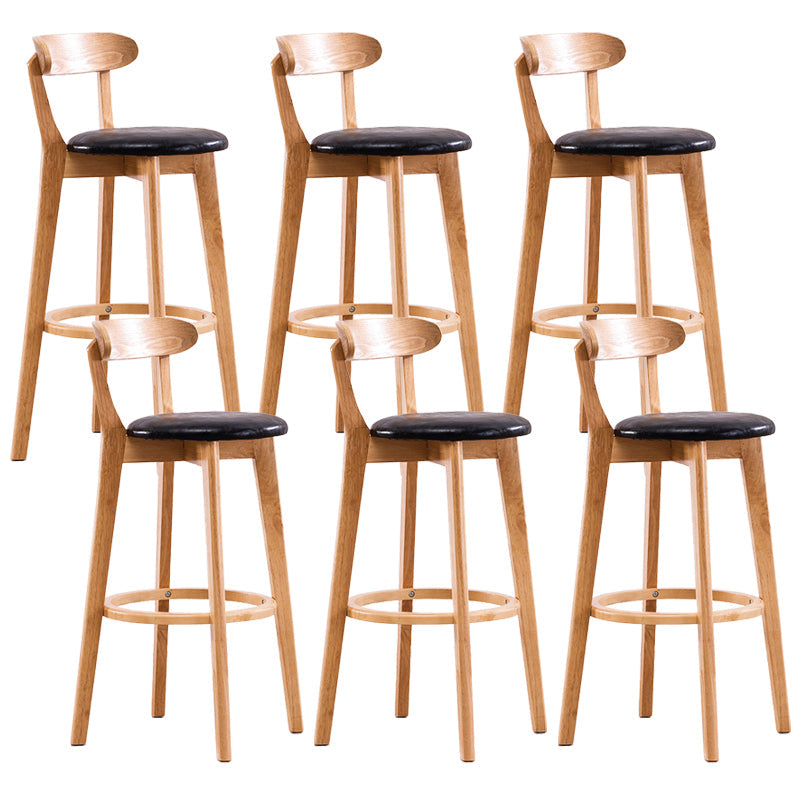 Contemporary Beech Low Back Home Stool Matte Finish Upholstered Bar Stools Black Natural 6 Piece Set Clearhalo 'Bar Furniture' 'Bar Stools' 'bar_stools' 'furn' 'furn_bar_stools' 'Furniture' 'furniture_bar_stools' 'Kitchen & Dining Furniture' 4984785
