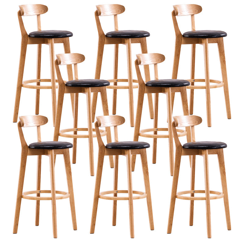 Contemporary Beech Low Back Home Stool Matte Finish Upholstered Bar Stools Black Natural 8 Piece Set Clearhalo 'Bar Furniture' 'Bar Stools' 'bar_stools' 'furn' 'furn_bar_stools' 'Furniture' 'furniture_bar_stools' 'Kitchen & Dining Furniture' 4984786