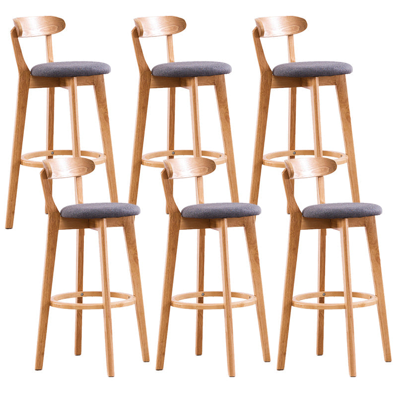 Contemporary Beech Low Back Home Stool Matte Finish Upholstered Bar Stools Grey Natural 6 Piece Set Clearhalo 'Bar Furniture' 'Bar Stools' 'bar_stools' 'furn' 'furn_bar_stools' 'Furniture' 'furniture_bar_stools' 'Kitchen & Dining Furniture' 4984789