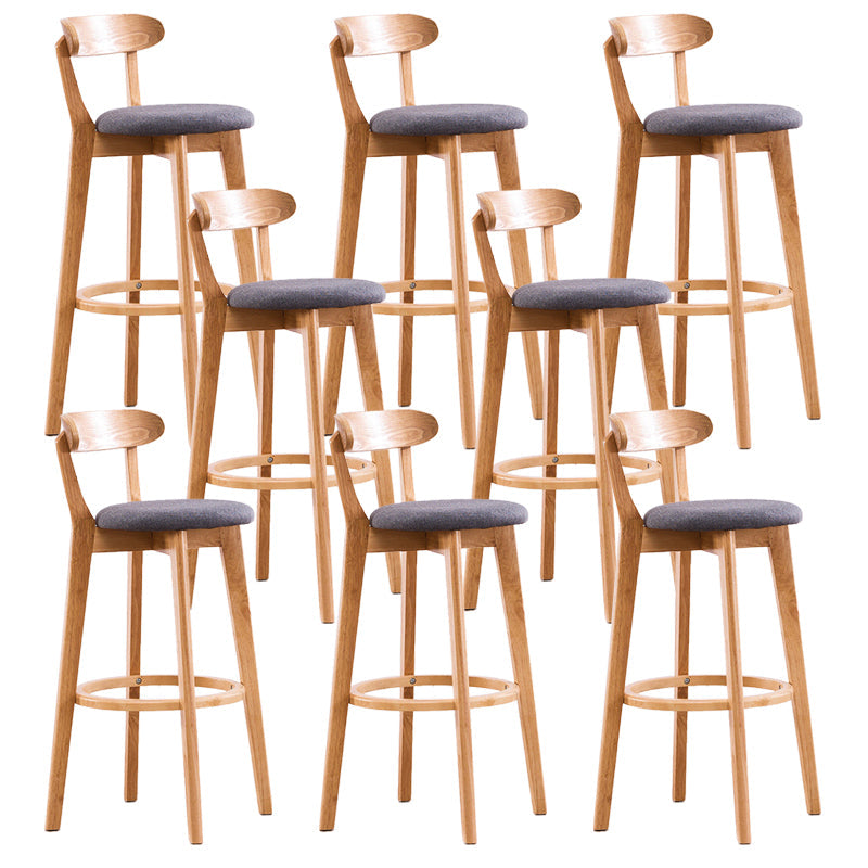 Contemporary Beech Low Back Home Stool Matte Finish Upholstered Bar Stools Grey Natural 8 Piece Set Clearhalo 'Bar Furniture' 'Bar Stools' 'bar_stools' 'furn' 'furn_bar_stools' 'Furniture' 'furniture_bar_stools' 'Kitchen & Dining Furniture' 4984790