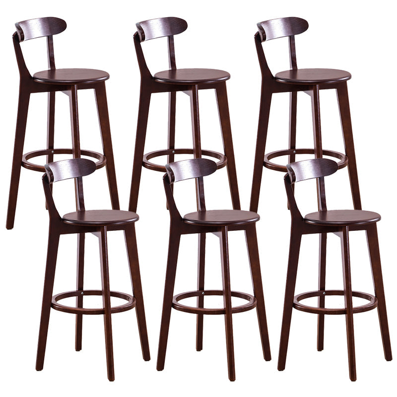 Contemporary Beech Low Back Home Stool Matte Finish Upholstered Bar Stools Wood Brown 6 Piece Set Clearhalo 'Bar Furniture' 'Bar Stools' 'bar_stools' 'furn' 'furn_bar_stools' 'Furniture' 'furniture_bar_stools' 'Kitchen & Dining Furniture' 4984793