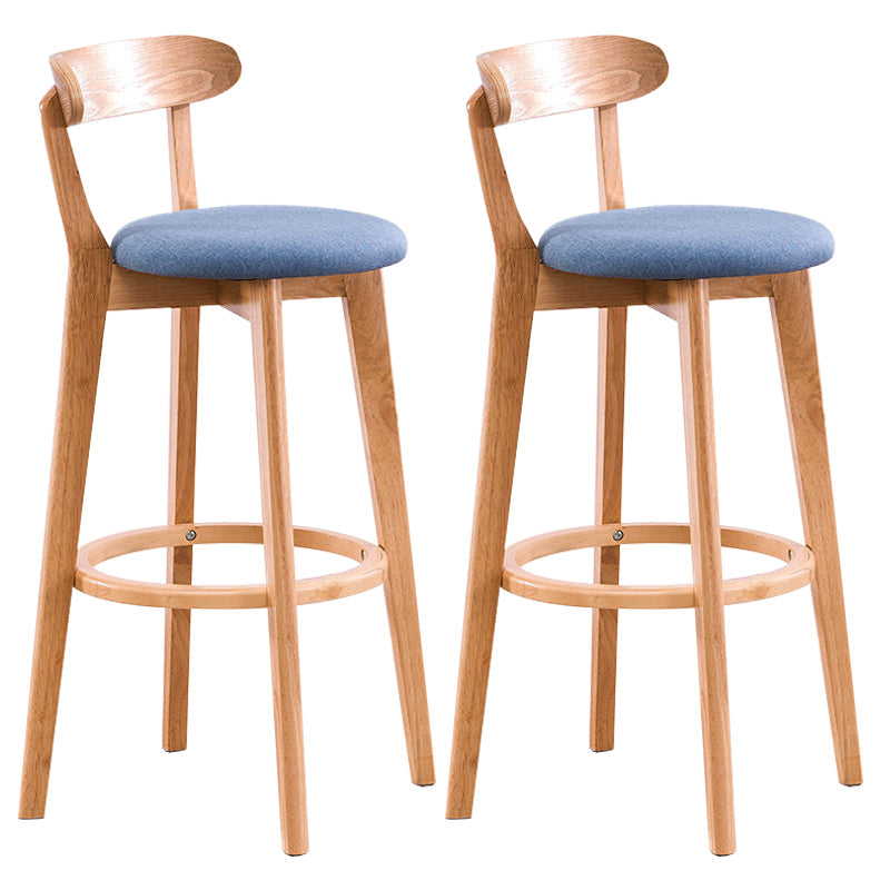 Contemporary Beech Low Back Home Stool Matte Finish Upholstered Bar Stools Blue Natural 2 Piece Set Clearhalo 'Bar Furniture' 'Bar Stools' 'bar_stools' 'furn' 'furn_bar_stools' 'Furniture' 'furniture_bar_stools' 'Kitchen & Dining Furniture' 4984795