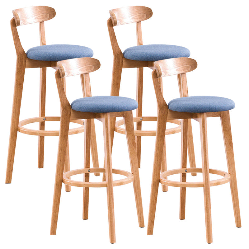 Contemporary Beech Low Back Home Stool Matte Finish Upholstered Bar Stools Blue Natural 4 Piece Set Clearhalo 'Bar Furniture' 'Bar Stools' 'bar_stools' 'furn' 'furn_bar_stools' 'Furniture' 'furniture_bar_stools' 'Kitchen & Dining Furniture' 4984796
