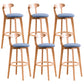 Contemporary Beech Low Back Home Stool Matte Finish Upholstered Bar Stools Blue Natural 6 Piece Set Clearhalo 'Bar Furniture' 'Bar Stools' 'bar_stools' 'furn' 'furn_bar_stools' 'Furniture' 'furniture_bar_stools' 'Kitchen & Dining Furniture' 4984797