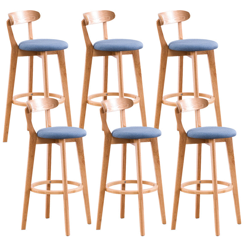 Contemporary Beech Low Back Home Stool Matte Finish Upholstered Bar Stools Blue Natural 6 Piece Set Clearhalo 'Bar Furniture' 'Bar Stools' 'bar_stools' 'furn' 'furn_bar_stools' 'Furniture' 'furniture_bar_stools' 'Kitchen & Dining Furniture' 4984797