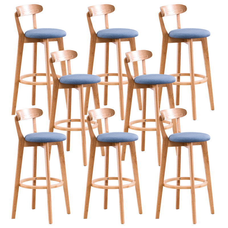 Contemporary Beech Low Back Home Stool Matte Finish Upholstered Bar Stools Blue Natural 8 Piece Set Clearhalo 'Bar Furniture' 'Bar Stools' 'bar_stools' 'furn' 'furn_bar_stools' 'Furniture' 'furniture_bar_stools' 'Kitchen & Dining Furniture' 4984798