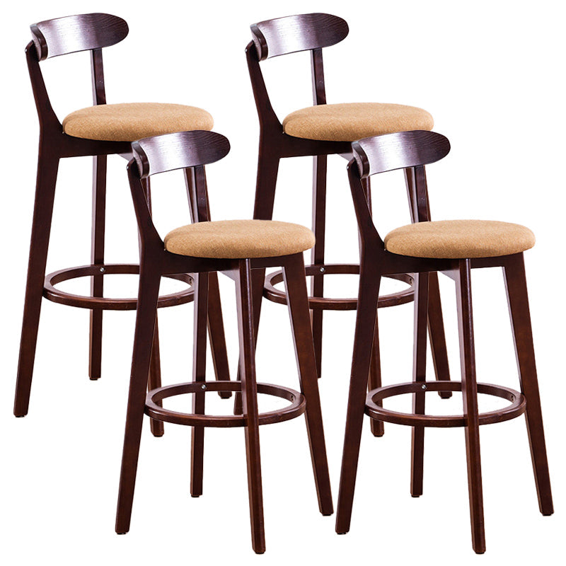 Contemporary Beech Low Back Home Stool Matte Finish Upholstered Bar Stools Yellow Brown 4 Piece Set Clearhalo 'Bar Furniture' 'Bar Stools' 'bar_stools' 'furn' 'furn_bar_stools' 'Furniture' 'furniture_bar_stools' 'Kitchen & Dining Furniture' 4984800