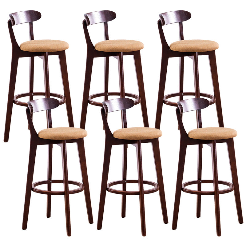 Contemporary Beech Low Back Home Stool Matte Finish Upholstered Bar Stools Yellow Brown 6 Piece Set Clearhalo 'Bar Furniture' 'Bar Stools' 'bar_stools' 'furn' 'furn_bar_stools' 'Furniture' 'furniture_bar_stools' 'Kitchen & Dining Furniture' 4984801