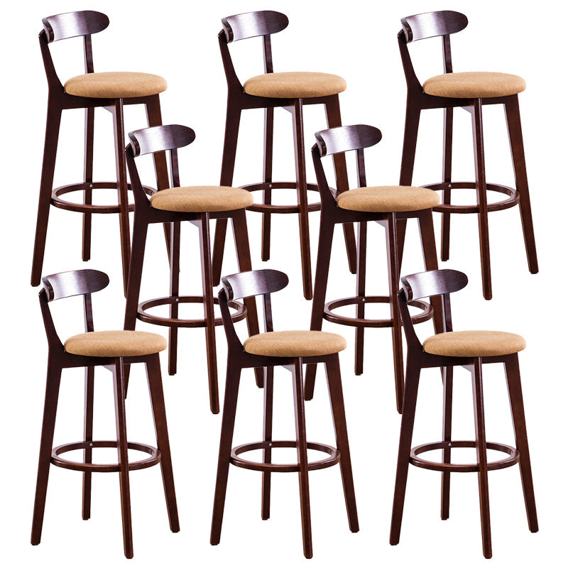 Contemporary Beech Low Back Home Stool Matte Finish Upholstered Bar Stools Yellow Brown 8 Piece Set Clearhalo 'Bar Furniture' 'Bar Stools' 'bar_stools' 'furn' 'furn_bar_stools' 'Furniture' 'furniture_bar_stools' 'Kitchen & Dining Furniture' 4984802
