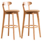 Contemporary Beech Low Back Home Stool Matte Finish Upholstered Bar Stools Yellow Natural 2 Piece Set Clearhalo 'Bar Furniture' 'Bar Stools' 'bar_stools' 'furn' 'furn_bar_stools' 'Furniture' 'furniture_bar_stools' 'Kitchen & Dining Furniture' 4984803