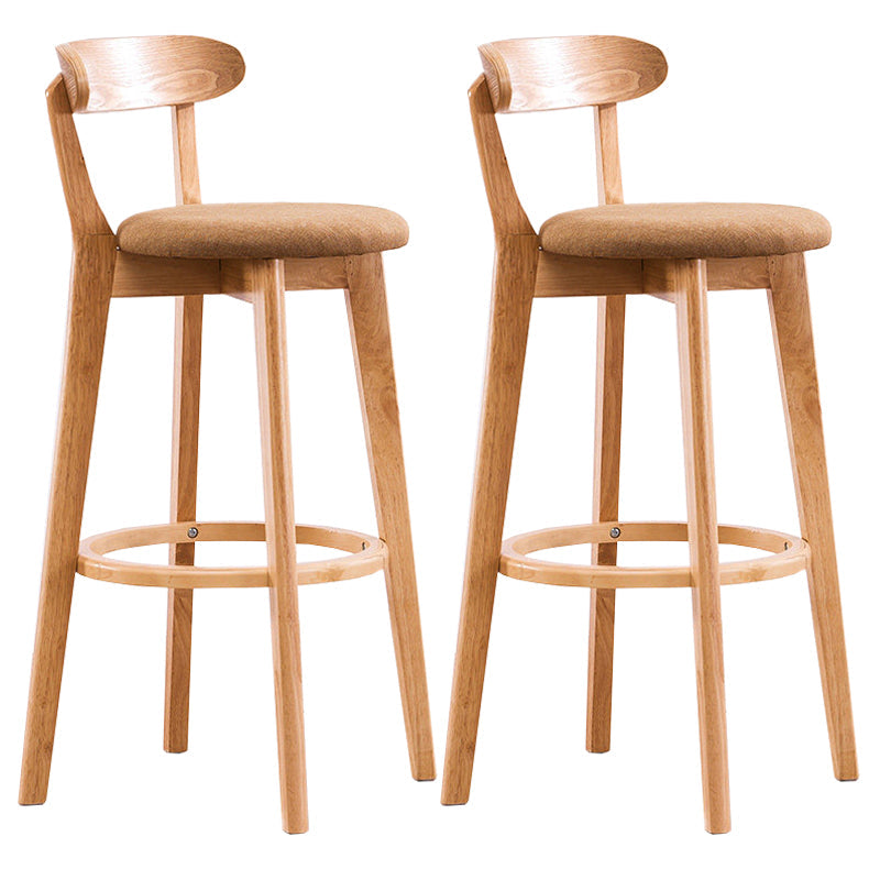 Contemporary Beech Low Back Home Stool Matte Finish Upholstered Bar Stools Yellow Natural 2 Piece Set Clearhalo 'Bar Furniture' 'Bar Stools' 'bar_stools' 'furn' 'furn_bar_stools' 'Furniture' 'furniture_bar_stools' 'Kitchen & Dining Furniture' 4984803