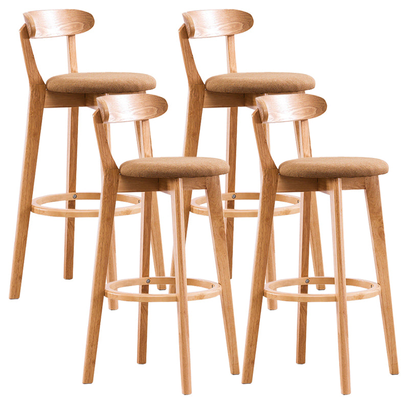 Contemporary Beech Low Back Home Stool Matte Finish Upholstered Bar Stools Yellow Natural 4 Piece Set Clearhalo 'Bar Furniture' 'Bar Stools' 'bar_stools' 'furn' 'furn_bar_stools' 'Furniture' 'furniture_bar_stools' 'Kitchen & Dining Furniture' 4984804